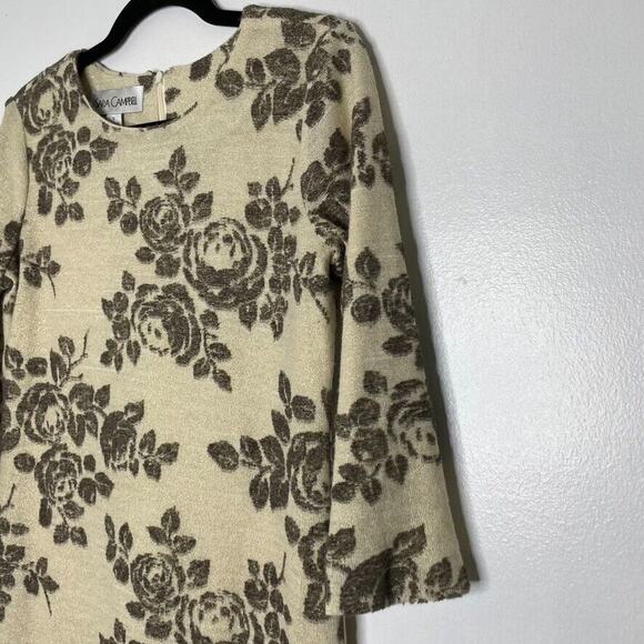 Sara Campbell Beige Floral Print Sweater Dress Size S Women's - Picture 2 of 9